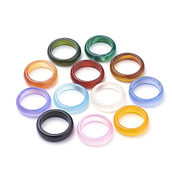 Mixed Color Natural Agate Rings, Mixed Color, Size 6~12(16~22mm)