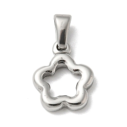 Stainless Steel Color 304 Stainless Steel Pendants, Flower, Stainless Steel Color, 18x15x3.5mm, Hole: 7x4mm