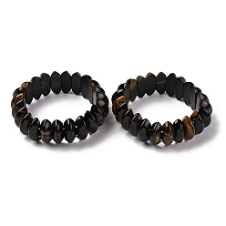 Тигровый глаз Биконус натуральный тигровый глаз бусины эластичные браслеты для женщин мужчин, внутренний диаметр: 2-1/4~ 2-1/2 дюйм (5.75~6.45 см)
