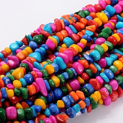 Mixed Color Natural Mashan Jade Beads Strands, Dyed, Mixed Color, about 8~13mm wide, 10~18mm long, hole: 1mm, about 130pcs/strand, 36 inch