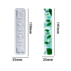 Leaf DIY Bookmark Silicone Molds, Decoration Making, Resin Casting Molds, For UV Resin, Epoxy Resin Jewelry Making, Leaf Pattern, 150x35x6mm