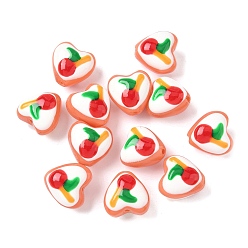 Вишня Бусины из стеклянной эмали, окрашенные методом запекания, сердце с фруктами, вишня, 13.5x13.5x9.5~10.5 мм, отверстие : 1.2 мм