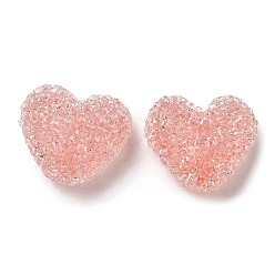 Dark Salmon Resin Beads, with Rhinestone, Drusy Heart, Dark Salmon, 17x19x10.5mm, Hole: 1.6mm