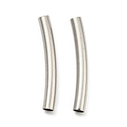 Stainless Steel Color 304 Stainless Steel Tube Beads, Curved Tube, Stainless Steel Color, 20x2.5mm, Hole: 2mm