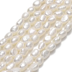 Linen Natural Cultured Freshwater Pearl Beads Strands, Two Sides Polished, Linen, 4~5x4x3~3.5mm, Hole: 0.6mm, about 74pcs/strand, 14.57''(37cm)