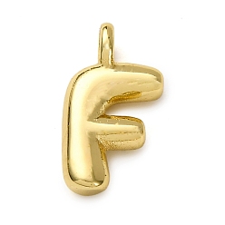 Letter F Латунные подвески, долговечный, стойки покрытие, без кадмия и без свинца, реальный 18 k позолоченный, Буква F, 15.5x8.5x4.5 мм, отверстие : 2.5 мм