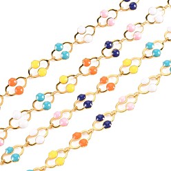 Colorful 304 Stainless Steel Oval Link Chains, with Enamel, Real 18K Gold Plated, Soldered, Colorful, 10.5x6.5x1mm, about 3.28 Feet(1m)/Strand