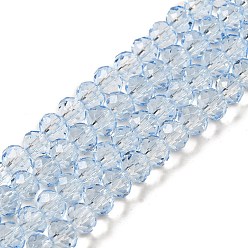 Васильковый Стеклянные бусины из прозрачной краски для запекания, граненые, рондель, васильковый, 6x5 мм, отверстие : 1.2 мм