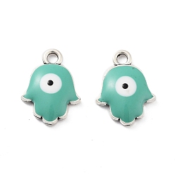 Бирюза Подвески из эмали и сплава, рука хамса с оберегом от сглаза, без кадмия, без никеля и без свинца, античное серебро, бирюзовые, 16.5x12.5x3 мм, отверстие : 2 мм