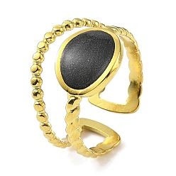 Настоящее золото 18K 304 эмалированные открытые манжеты из нержавеющей стали для женщин, ионное покрытие (ip), реальный 18 k позолоченный, 12.5 мм, внутренний диаметр: регулируемый