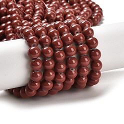 Sienna Painted Glass Bead Strands, Baking Paint, Round, Sienna, 10mm, Hole: 1.3~1.6mm, about 80pcs/strand, 31.4 inch