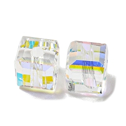Clear Electroplate Glass Beads, Faceted, Cube, Clear, 5.5x5.5x5.5mm, Hole: 1.6mm , 100pcs/bag