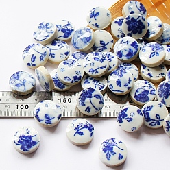 Medium Blue Porcelain Mosaic Tiles, Irregular Shape Mosaic Tiles, for DIY Mosaic Art Crafts, Picture Frames, Flat Round, Medium Blue, 15~60x5mm, about 100g/bag