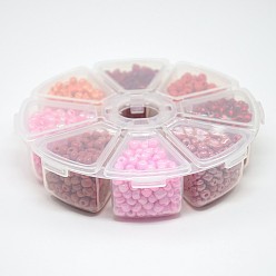 Mixed Color 1 Box Mixed Style 6/0 Glass Seed Beads, Mixed Color, 4mm, Hole: 1mm, about 1900pcs/box