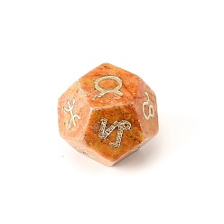 Other Jade Natural Other Jade Classical 12-Sided Polyhedral Dice, Engrave Twelve Constellations Divination Game Toy, 20x20mm