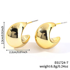 Другие Геометрические блестящие пластиковые серьги-гвоздики, золотые, c-образный, 13x22 мм