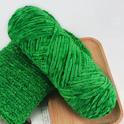 Green Wool Chenille Yarn, Velvet Hand Knitting Threads, for Baby Sweater Scarf Fabric Needlework Craft, Green, 3mm, about 87.49 Yards(80m)/Skein