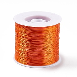 Orange 400M Flat Elastic Crystal String, Elastic Beading Thread, for Stretch Bracelet Making, Orange, 0.2mm, 1mm wide, about 446.81 Yards(400m)/Roll