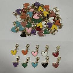 (52) Непрозрачная лаванда 50 шт 10 стили сердце сплав эмаль подвеска украшения, Сплав с застежками когтя омара, разноцветные, 29.3 мм, 5 шт / стиль