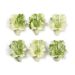 Зеленый Резные бусины из синтетического коралла, цветок, зелёные, 29x23.5x10 мм, отверстие : 1 мм