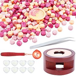 Pink CRASPIRE DIY Stamp Making Kits, Including Seal Stamp Wax Stick Melting Pot Holder, Brass Wax Sticks Melting Spoon, Paraffin Candles and 304 Stainless Steel Beading Tweezers, Pink, 0.9cm, 511pcs/set