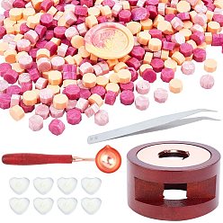 Pink DIY Stamp Making Kits, Including Seal Stamp Wax Stick Melting Pot Holder, Brass Wax Sticks Melting Spoon, Paraffin Candles and 304 Stainless Steel Beading Tweezers, Pink, 0.9cm, 511pcs/set