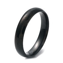 Black Ion Plating(IP) 304 Stainless Steel Flat Plain Band Rings, Black, Size 7, Inner Diameter: 17mm, 4mm