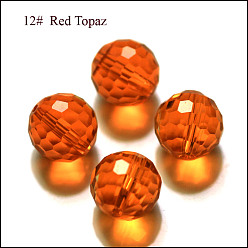 Orange Red Imitation Austrian Crystal Beads, Grade AAA, Faceted(128 Facets), Round, Orange Red, 10mm, Hole: 0.9~1mm
