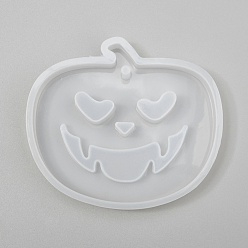 White Halloween DIY Jack-O-Lantern Pendant Silicone Molds, Resin Casting Molds, For UV Resin, Epoxy Resin Jewelry Making, White, 70x81x11mm, Hole: 3mm, Inner Size: 63x74mm