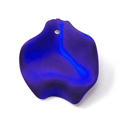Blue Opaque Acrylic Pendants, Petal, Pearlized, Blue, 2.6x2.4x1cm, Hole: 1.6mm