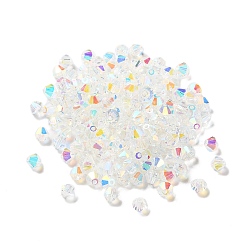 Clear Electroplate Glass Beads, AB Color Plated, Bicone, Clear, 5x5x4mm, Hole: 1.2mm, 576pcs/bag