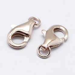 Rose Gold 925 Sterling Silver Lobster Claw Clasps, with 925 Stamp, Rose Gold, 11.5mm, Hole: 1mm