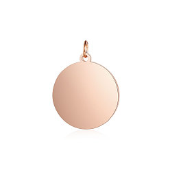Rose Gold 201 Stainless Steel Pendants, Flat Round, Stamping Blank Tag, Rose Gold, 16.5x14x1mm, Hole: 3.5mm