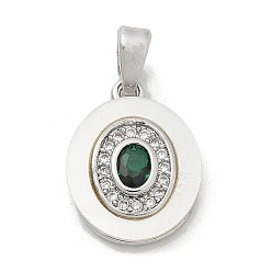 Платина Подвески из латуни с микропаве из циркония, с подвесками из ракушек и стекла, платина, 14.5x11x2.5 мм, отверстие : 5x2.5 мм