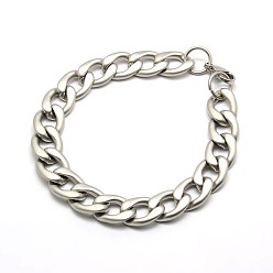 Stainless Steel Color 304 Stainless Steel Curb Chain/Twisted Chain Bracelets, with Lobster Claw Clasps, Stainless Steel Color, 8-5/8 inch(220mm), 12mm