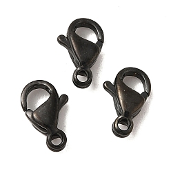 Black Ion Plating(IP) 304 Stainless Steel Lobster Claw Clasps, Parrot Trigger Clasps, Black, 15x9x4mm, Hole: 2mm