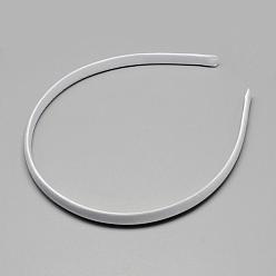 White Plain Plastic Hair Band Findings, No Teeth, Covered with Cloth, White, 120mm, 9.5mm