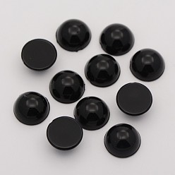Black Half Round Acrylic Cabochons, Black, 18x6.5mm, about 200pcs/bag