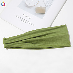C253-A plain color headband in grass green Printed Knit Headband for Women - Sweat Absorbent Yoga Sports Hair Band