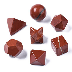 Red Jasper Natural Red Jasper Beads, No Hole/Undrilled, Chakra Style, for Wire Wrapped Pendant Making, 3D Shape, Round & Cube & Triangle & Merkaba Star & Bicone & Octagon & Polygon, 13.5~21x13.5~22x13.5~20mm