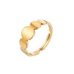 070 Gold Geometric Stainless Steel Hollow Love Heart Ring for Couples - Fashionable and Retro Open Design