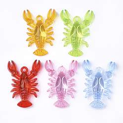 Mixed Color Transparent Acrylic Pendants, Lobster, Mixed Color, 48.5x34.5x12.5mm, Hole: 3mm, about 95pcs/500g