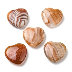 Banded Agate Natural Red Striped Agate/Banded Agate Palm Stones, Healing Stone, Heart, 29~29.5x30x9.5~10mm