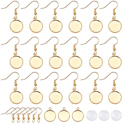Golden SUNNYCLUE DIY Earring Making Kits, with 12mm Transparent Clear Glass Cabochons,Brass Pendant Cabochon Settings and Brass Earring Hooks, Golden, 120pcs/box