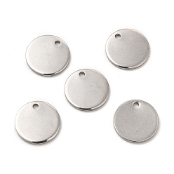 Color de Acero Inoxidable Resistente al deslustre 304 dijes de acero inoxidable, estampar etiqueta en blanco, plano y redondo, color acero inoxidable, 12x1 mm, agujero: 1 mm