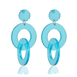 Bleu Boucles d'oreilles acryliques géométriques fluorescentes pour un look d'été sexy - avec des bijoux animés