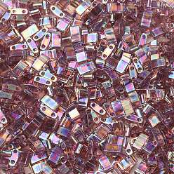 (HTL256) Transparent Smoky Amethyst AB MIYUKI Half TILA Beads, Japanese Seed Beads, 2 Hole, (HTL256) Transparent Smoky Amethyst AB, 5x2.3x1.9mm, Hole: 0.8mm, about 250pcs/10g