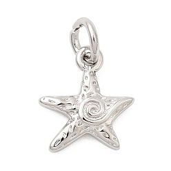 Платинированный Латунь прелести, морская звезда, долговечный, стойки покрытие, с целью перехода в кольце, Реальная платина, 11.5x10.5x2.5 мм, отверстие : 3.2 мм