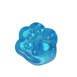 Deep Sky Blue TPR Stress Toy, Funny Fidget Sensory Toy, for Stress Anxiety Relief, Paw Print, Deep Sky Blue, 40x40mm