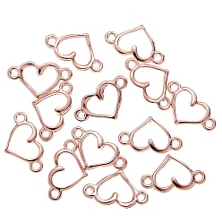 Rose Gold Alloy Hollow Connector Charms, Heart, Rose Gold, 8x14.5mm, Hole: 1mm
